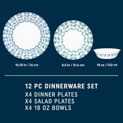 Alternative view of Corelle Lightweight Plates Global Collection Northern Pines 12-piece Dinnerware Set, Service for 4