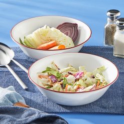 Alternative view of Corelle Lightweight Plates Radiant Red Banded 1-quart Serving Bowls, 2-pack