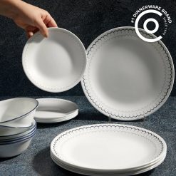 Alternative view of Corelle Lightweight Plates Caspian Lace 66-piece Dinnerware Set, Service for 12