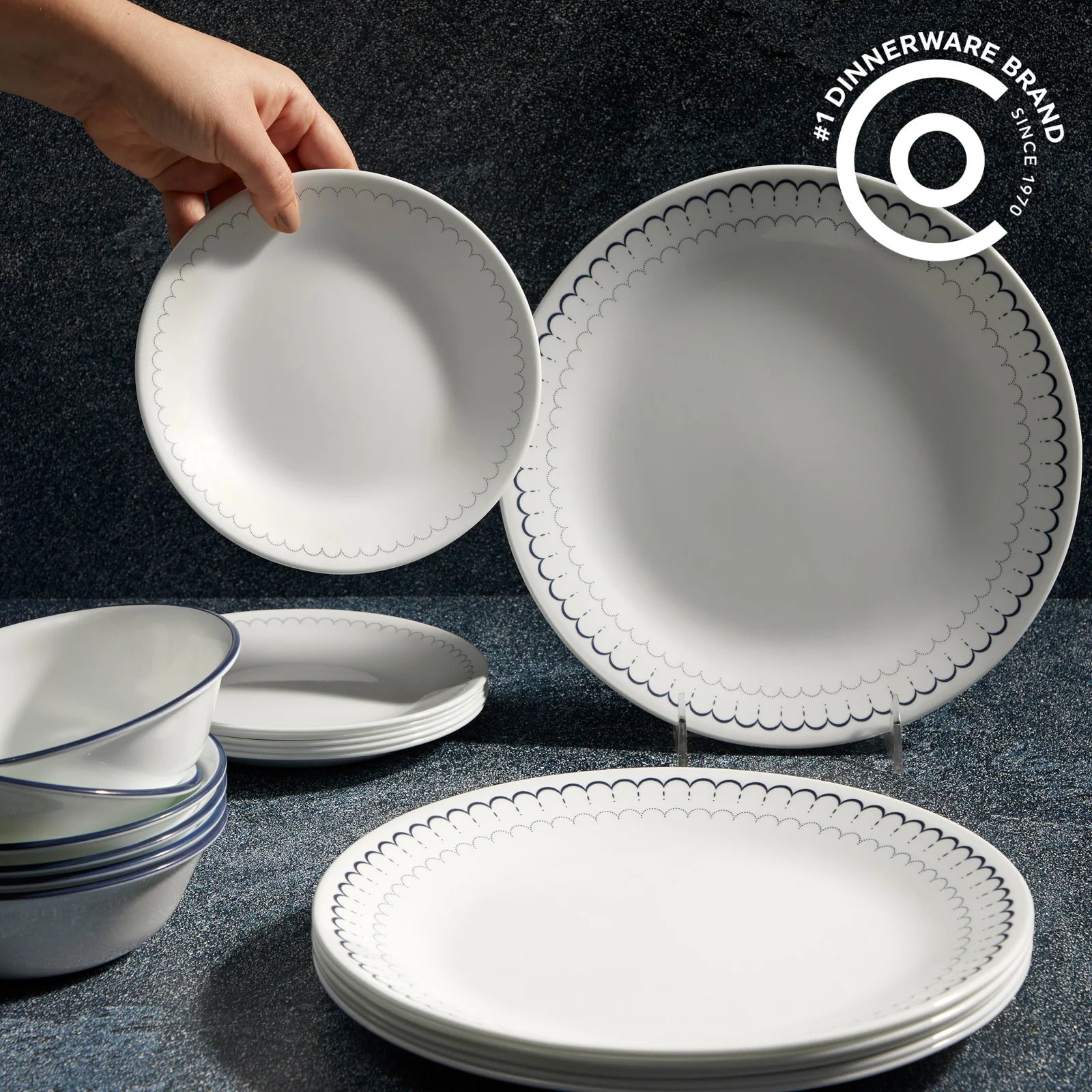 Corelle Lightweight Plates Caspian Lace 66-piece Dinnerware Set, Service for 12 - Image 2