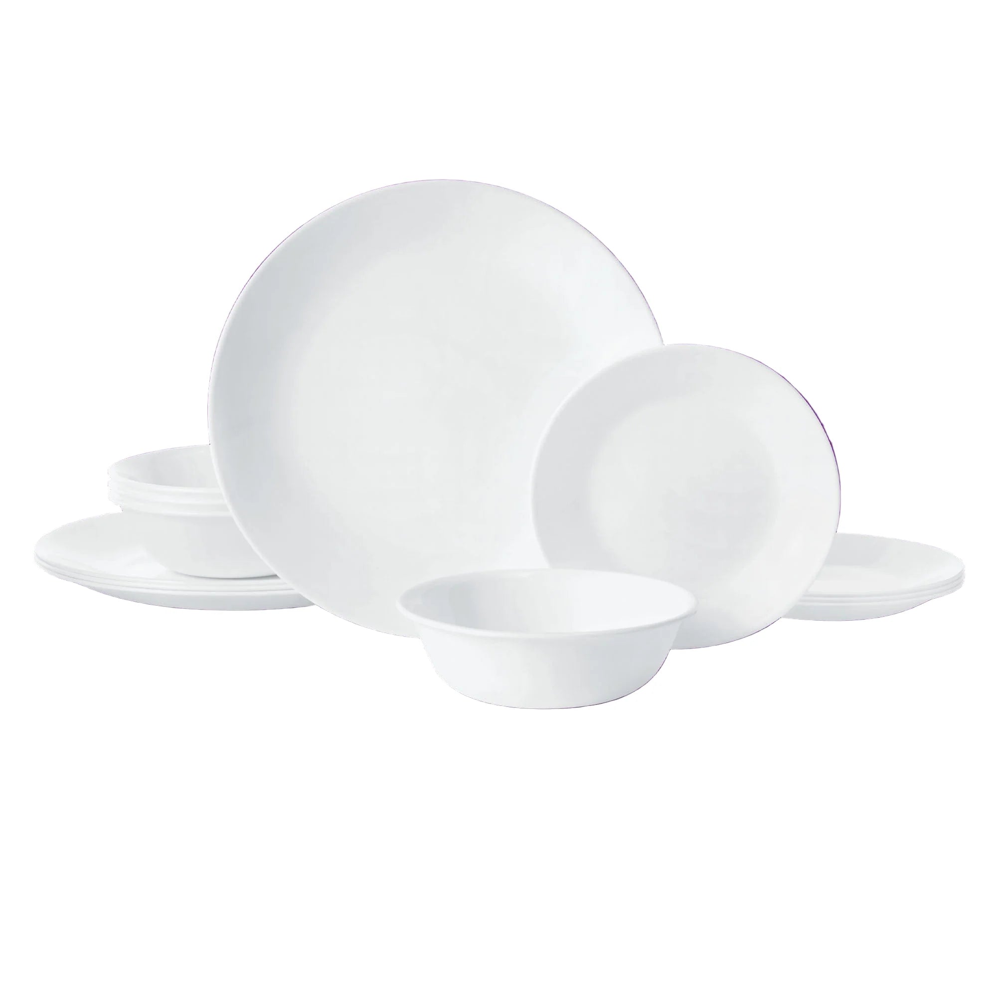 Corelle Lightweight Plates Winter Frost White 12-piece Dinnerware Set, Service for 4