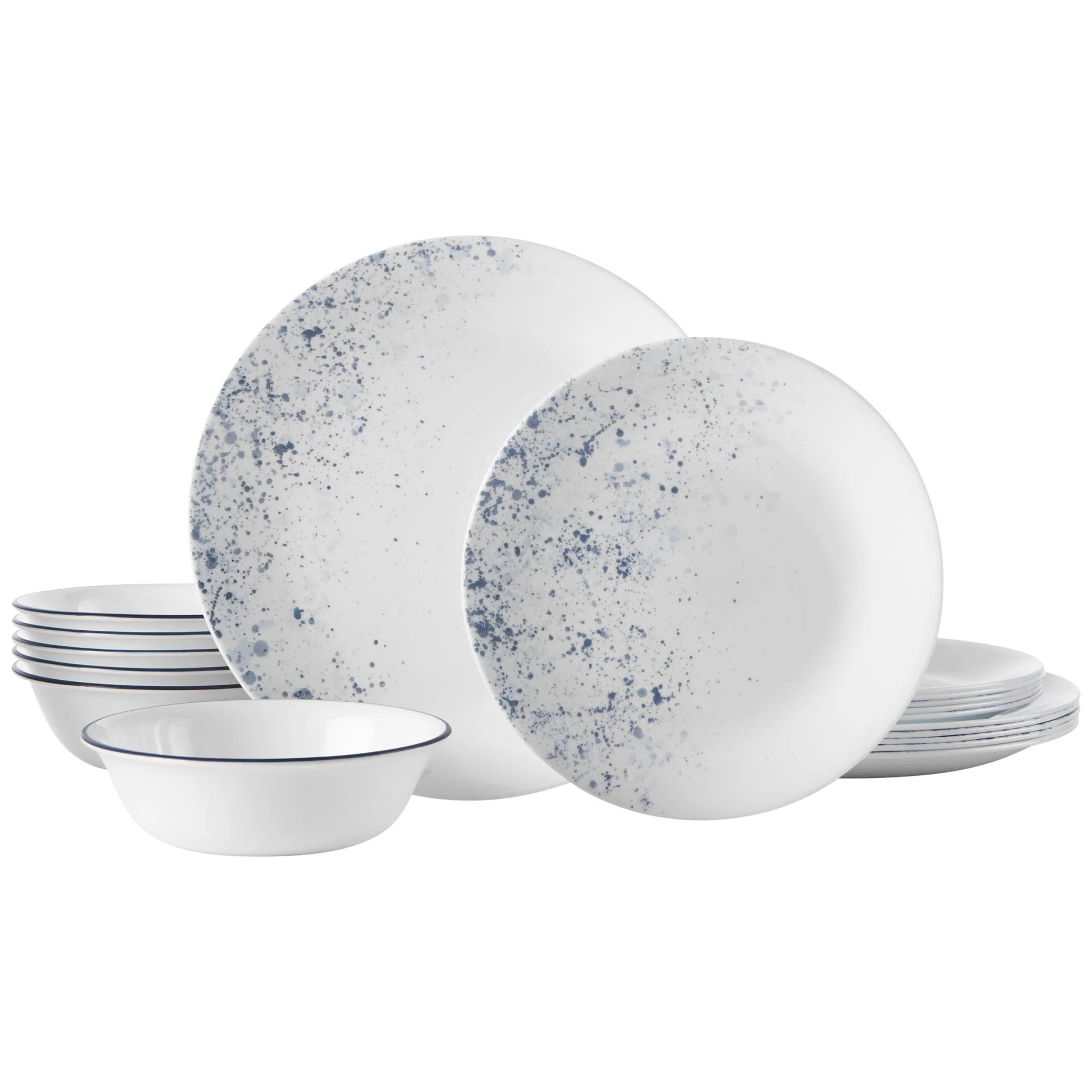 Corelle Lightweight Plates Indigo Speckle 18-piece Dinnerware Set, Service for 6