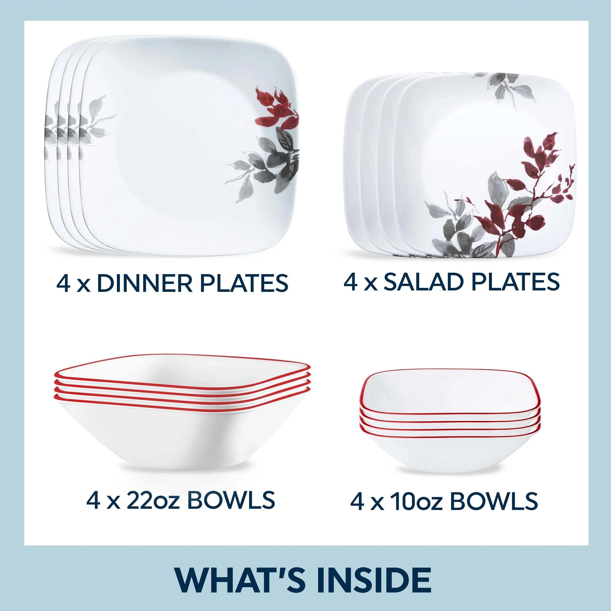 Corelle Lightweight Plates Kyoto Leaves 16-piece Dinnerware Set, Service for 4 - Image 6