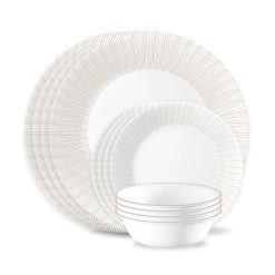 Corelle Lightweight Plates Hushed Lines 12-piece Dinnerware Set, Service for 4