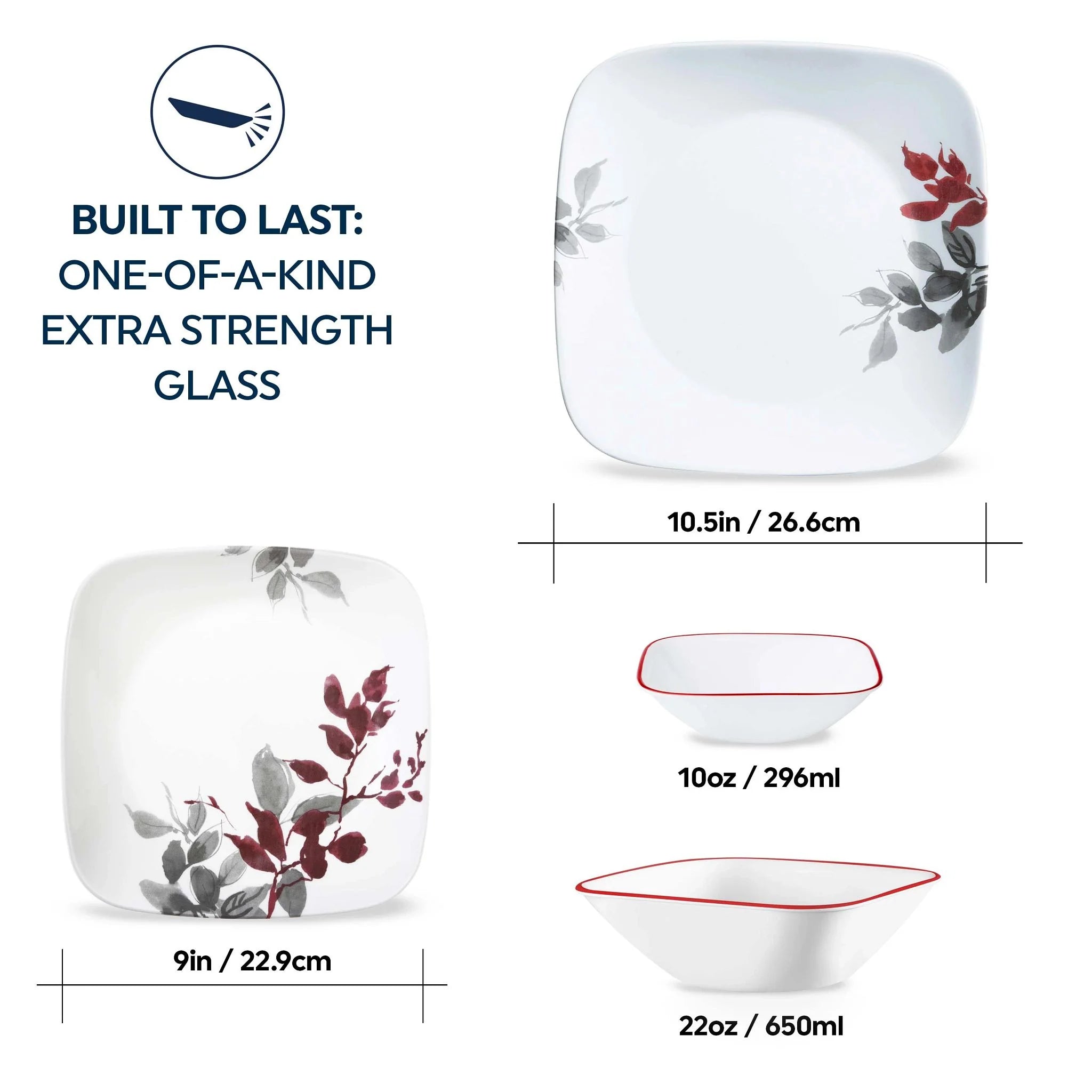 Corelle Lightweight Plates Kyoto Leaves 16-piece Dinnerware Set, Service for 4 - Image 7