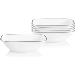 Corelle Lightweight Plates Urban Arc Square 22-ounce Cereal Bowl, 6 pack