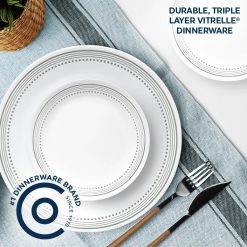 Alternative view of Corelle Lightweight Plates Mystic Gray 18-piece Mugless Dinnerware Set, Service for 6