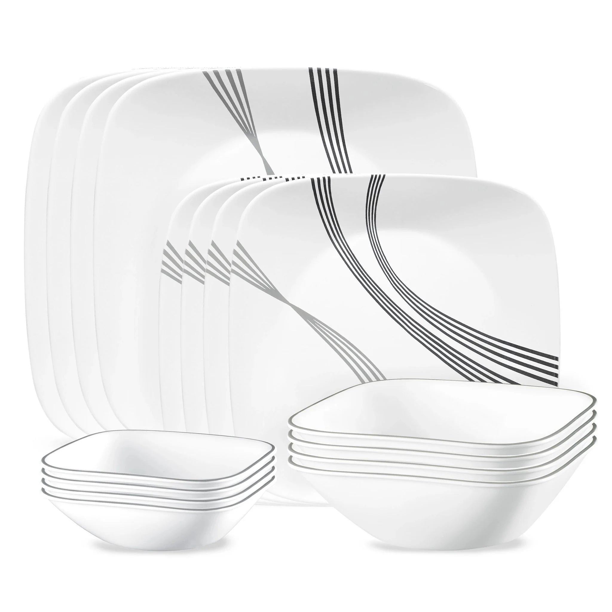 Corelle Lightweight Plates Urban Arc 16-piece Dinnerware Set, Service for 4