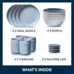 Alternative view of Corelle Lightweight Plates Stoneware 16-piece Dinnerware Set, Service for 4, Nordic Blue