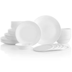Corelle Lightweight Plates Winter Frost White 66-piece Dinnerware Set, Service for 12