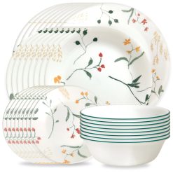 Corelle Lightweight Plates Wildflower Scatter 32-piece Dinnerware Set, Service for 8