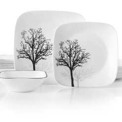 Corelle Lightweight Plates Timber Shadows 18-piece Dinnerware Set, Service for 6